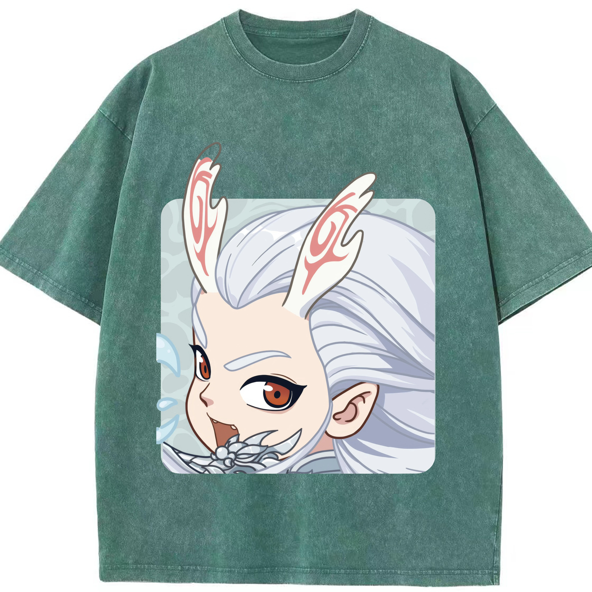 （画像用） Ne Zha 2 ナタ 魔童の大暴れ 綿100% ヴィンテージ風 半袖Tシャツ（フロントプリント）